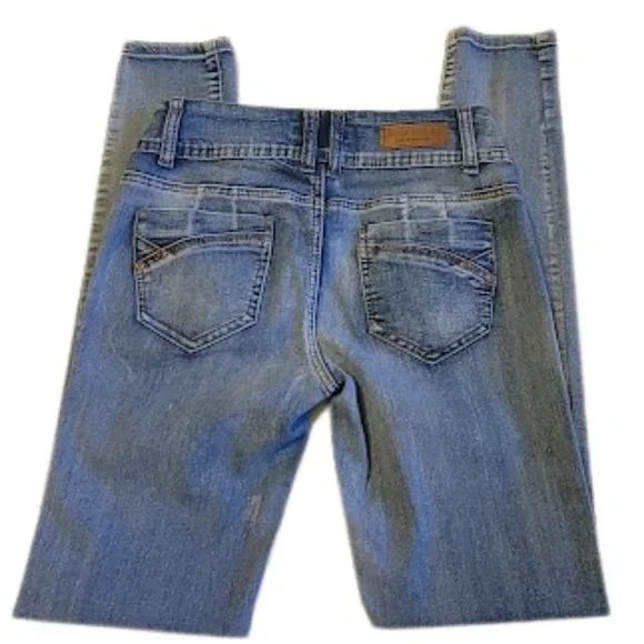 ABM Jeans -Low Rise Skinny Double Button Fly Slightly Distressed Jeans - SZ 7 - Picture 5 of 14
